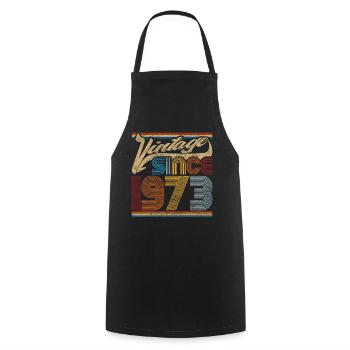 Vintage Since 1973 - Cadeau pour le 48e anniversaire - Tablier de cuisine - noir - Devant - AI Model Male 185 dark (185cm)