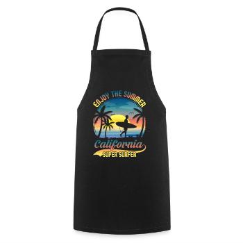 California Surfing Beach Style Design - Cooking Apron - black - Front - AI Model Male 185 dark (185cm)