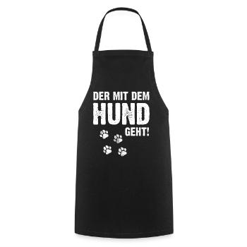 Hund - Der mit dem Hund geht Herrchen Geschenk - Kochschürze - Schwarz - Vorne - AI Model Male 185 dark (185cm)