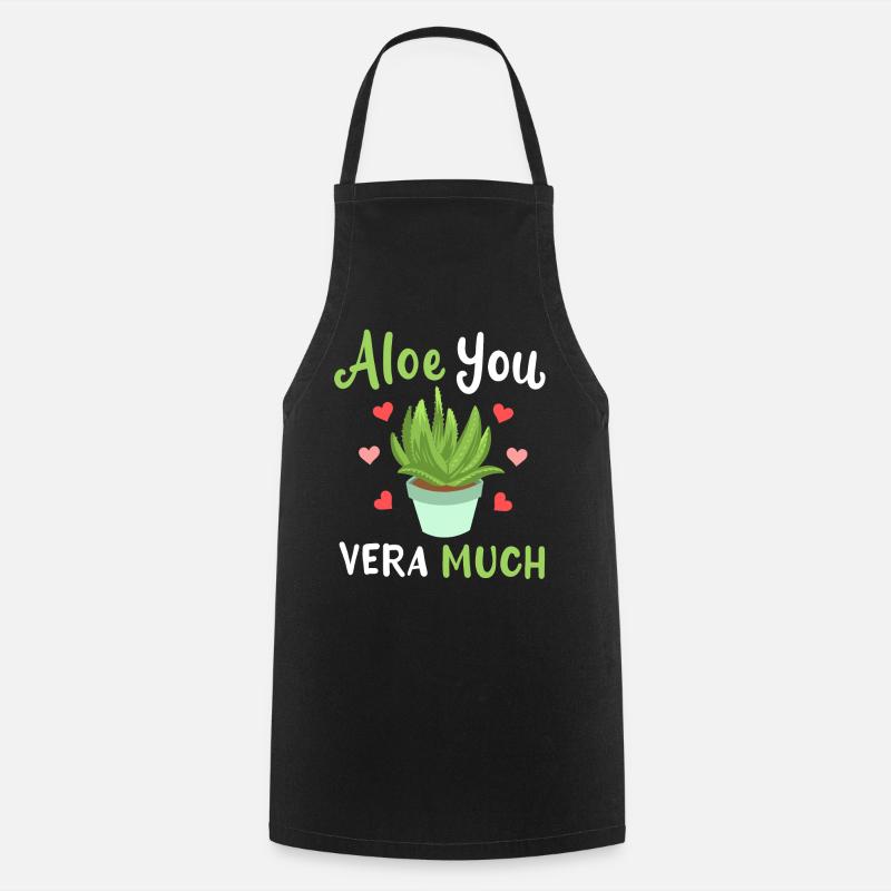 Aloe Vera Sukkulente - Kochschürze - Schwarz