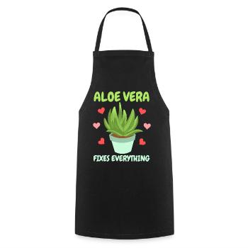 Aloe Vera Succulents - Cooking Apron - black - Front - AI Model Male 185 dark (185cm)
