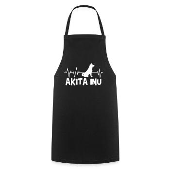 Akita Inu Battements de cœur - Tablier de cuisine - noir - Devant - AI Model Male 185 dark (185cm)