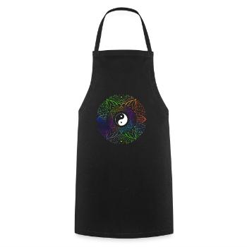 Qigong Yin Yang Symbole Mandala Zen Tai Chi - Tablier de cuisine - noir - Devant - AI Model Male 185 dark (185cm)