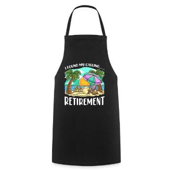 Retirement beach holiday pension palm trees sun sea - Cooking Apron - black - Front - AI Model Male 185 dark (185cm)