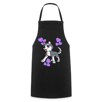 Coeurs Husky Chien Enfants Enfants Animaux bienvenus - Tablier de cuisine - noir - Devant - AI Model Male 185 dark (185cm)