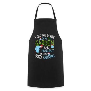 Crazy Chickens - Chicken Gardener Saying - Cooking Apron - black - Front - AI Model Male 185 dark (185cm)