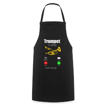 Trompete - Kochschürze - Schwarz - Vorne - AI Model Male 185 dark (185cm)