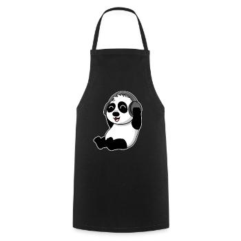 Baby Panda Animal Listens to Music with Headphones - Cooking Apron - black - Front - AI Model Male 185 dark (185cm)