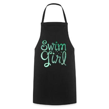 Nageur natation fille - Tablier de cuisine - noir - Devant - AI Model Male 185 dark (185cm)