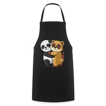 Panda Erdmännchen Liebe niedliche Tiere knuddeln - Kochschürze - Schwarz - Vorne - AI Model Male 185 dark (185cm)