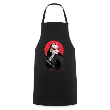 Kitsune Samurai Japan Manga Anime Gift - Cooking Apron - black - Front - AI Model Male 185 dark (185cm)