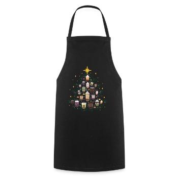 Boba Tea Bubble Tea Christmas Tree - Tablier de cuisine - noir - Devant - AI Model Male 185 dark (185cm)