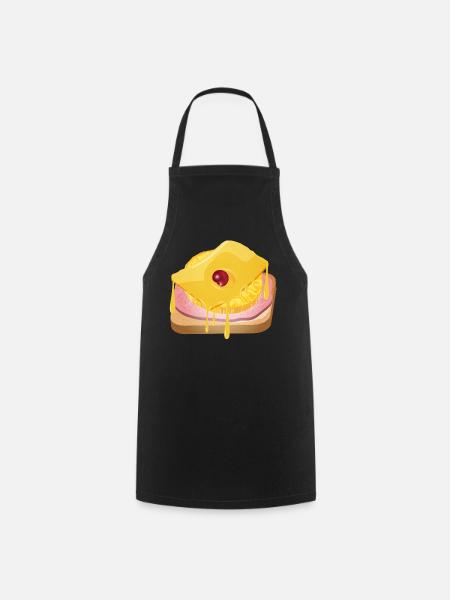 Ananas,Käse,Schinken und Toastbrot -Toast Hawaii - Kochschürze - Schwarz