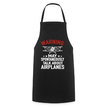 Warning May Spontanéeously Talk About Airplanes - Tablier de cuisine - noir - Devant - AI Model Male 185 dark (185cm)