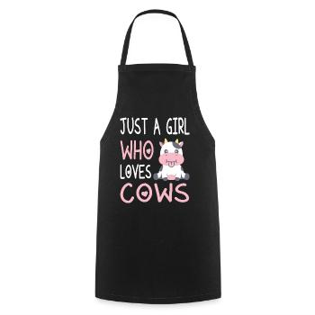 Sweet Dairy Cow – Just A Girl Who Loves Cows - Cooking Apron - black - Front - AI Model Male 185 dark (185cm)