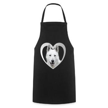 White Shepherd - White Shepherd Heart - Cooking Apron - black - Front - AI Model Male 185 dark (185cm)