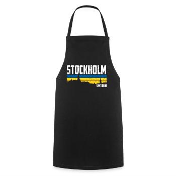 Stockholm Drapeau de la Suède - Tablier de cuisine - noir - Devant - AI Model Male 185 dark (185cm)
