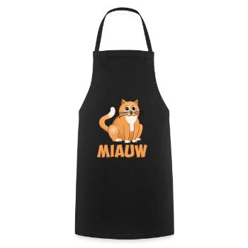 The seated cat above the word meow - Cooking Apron - black - Front - AI Model Male 185 dark (185cm)