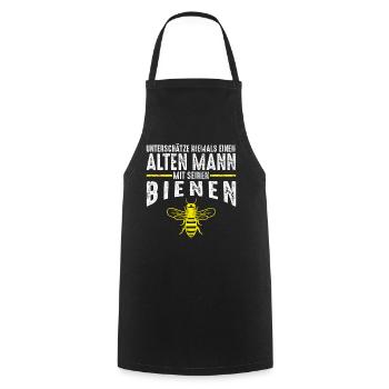 Alter Mann - Bienen Imker | Imkerei Geschenk - Kochschürze - Schwarz - Vorne - AI Model Male 185 dark (185cm)