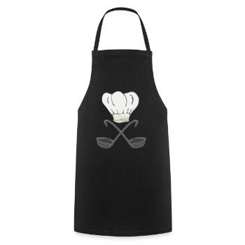 Toque de chef avec louches à soupe, cuisson - Tablier de cuisine - noir - Devant - AI Model Male 185 dark (185cm)