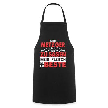 Metzger Fleischer Fleisch Fleischerei Geschenk - Kochschürze - Schwarz - Vorne - AI Model Male 185 dark (185cm)