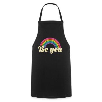 Pride CSD LGBT | Sei du selbst - Kochschürze - Schwarz - Vorne - AI Model Male 185 dark (185cm)