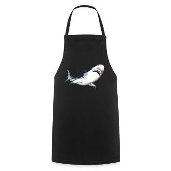 Great White Shark Watercolor Shark Art Shirt - Cooking Apron - black - Front - AI Model Male 185 dark (185cm)