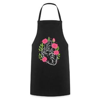 Menschliches Herz Blumen Kardiologe - Kochschürze - Schwarz - Vorne - AI Model Male 185 dark (185cm)