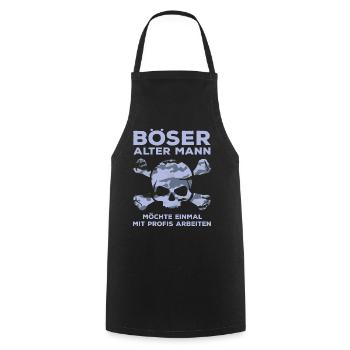Böser Alter Mann - Camouflage Totenkopf Tarnmuster - Kochschürze - Schwarz - Vorne - AI Model Male 185 dark (185cm)