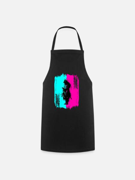Black Samurai In A Turquoise And Pink Frame - Cooking Apron - black