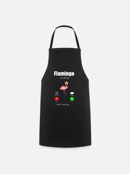 Flamingo - Kochschürze - Schwarz