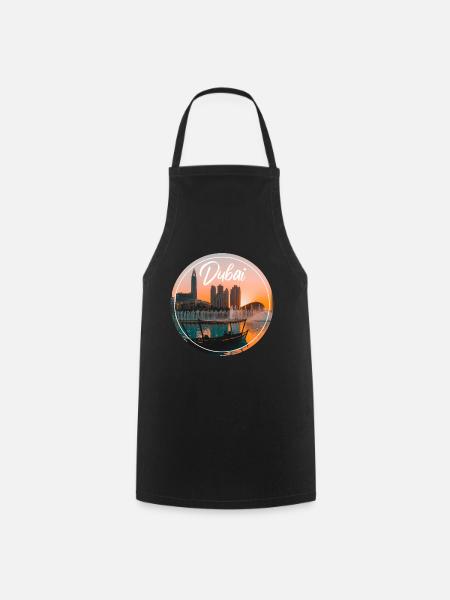 Bateau Skyline du Coucher de Dubaï - Tablier de cuisine - noir