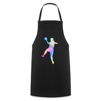 Handball Handballerin Aquarell Geschenk Damen - Kochschürze - Schwarz - Vorne - AI Model Male 185 dark (185cm)