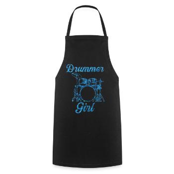 Fille à la batterie - Tablier de cuisine - noir - Devant - AI Model Male 185 dark (185cm)