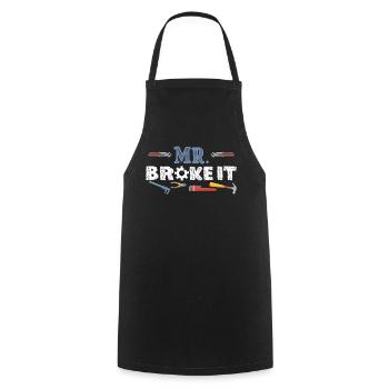 Mr Broke It Kid Mechanic Gift - Cooking Apron - black - Front - AI Model Male 185 dark (185cm)
