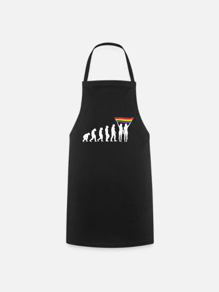 LGBTQ Evolution lesbienne pride lesbiennes drapeau - Tablier de cuisine - noir
