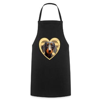 Dackel - Dackel Hund - Herz Design - Kochschürze - Schwarz - Vorne - AI Model Male 185 dark (185cm)