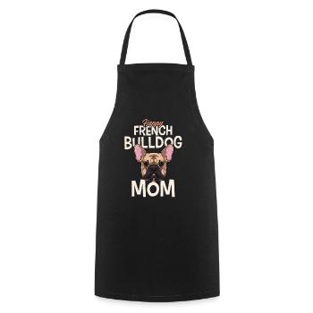 Happy French Bulldog Mom - Cooking Apron - black - Front - AI Model Male 185 dark (185cm)