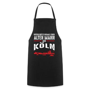 Köln Kölner lustiges alter Mann Geschenk - Kochschürze - Schwarz - Vorne - AI Model Male 185 dark (185cm)