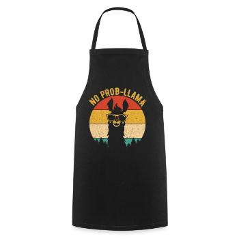 vintage no prob llama - Cooking Apron - black - Front - AI Model Male 185 dark (185cm)