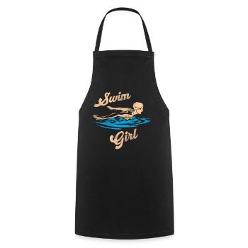 Nageur natation fille - Tablier de cuisine - noir - Devant - AI Model Male 185 dark (185cm)