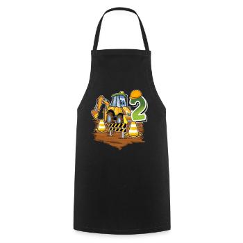 2 years excavator children's birthday - Cooking Apron - black - Front - AI Model Male 185 dark (185cm)