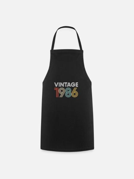 Vintage 1986 Birthday - Cooking Apron - black