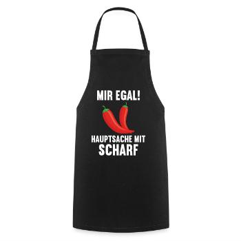 Mir egal Hauptsache scharf Chillis Chilli Chili - Kochschürze - Schwarz - Vorne - AI Model Male 185 dark (185cm)