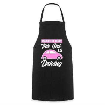 Novice driver's license girl gift - Cooking Apron - black - Front - AI Model Male 185 dark (185cm)