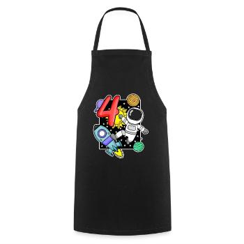 4th birthday astronaut 4 years boys gift - Cooking Apron - black - Front - AI Model Male 185 dark (185cm)