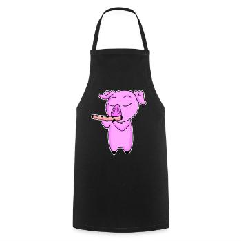Pig plays flute - Cooking Apron - black - Front - AI Model Male 185 dark (185cm)