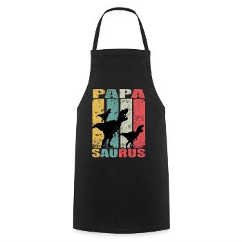 Papasaurus dinosaure Dino Jumeaux Papa Saurus - Tablier de cuisine - noir - Devant - AI Model Male 185 dark (185cm)