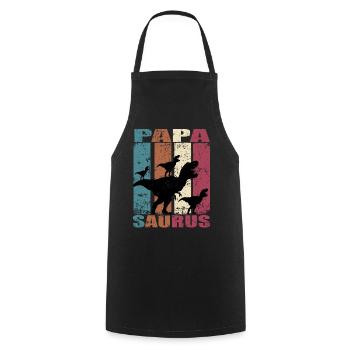 Papa Saurus Dinosaur Dino Twins Papasaurus - Cooking Apron - black - Front - AI Model Male 185 dark (185cm)