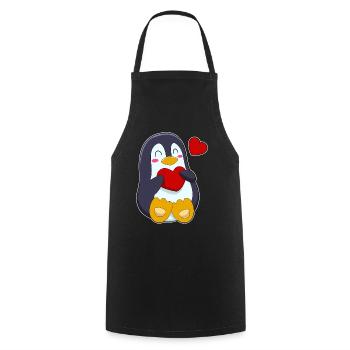 Pinguin Herz - Kochschürze - Schwarz - Vorne - AI Model Male 185 dark (185cm)